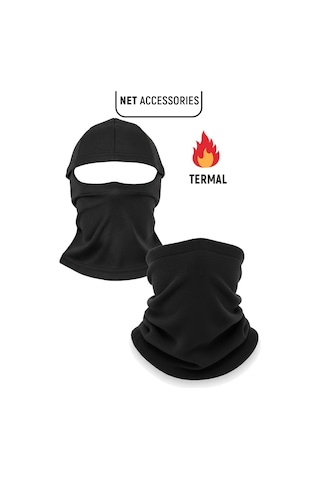 Neler Geldi Neler 2'li Set Haki Polar Boyunluk Ve Haki Polar Kar Maskesi Unisex Kışlık Polar Termal Soğuk Hava Koruyucu Haki Yeşili