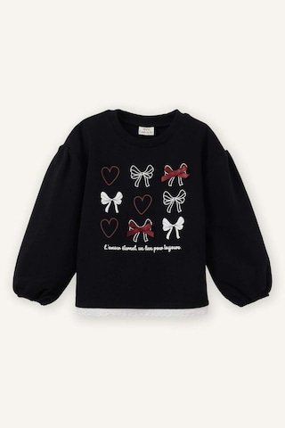 Defacto Oversıze Desenli Sweatshırt Kız Bebek G8109a526spbk81 Siyah-bk81