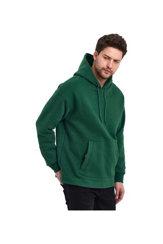 Adams Kapüşonlu Oversize Kanguru Cep Şardonlu 3 İplik Erkek Sweatshirt 001