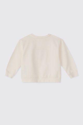 Panço Liberty Kumaş Kız Bebek Aplikeli Ekru Sweatshirt Krem