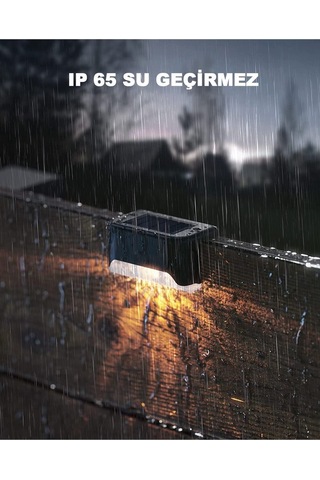 4 Adet L Solar Led Güneş Enerjili Su Geçirmez Köşebent Led Işık Merdiven Veranda Bahçe Aydınlatma Siyah