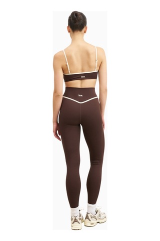Because Of Alice Base Contrast Trim Leggings Yüksek Bel Şekillendirici Kadın Tayt Kahverengi