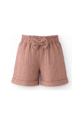 Esila Kids Kız Çocuk Bermuda Şort Beli Lastikli Duble Paça Gülkurusu