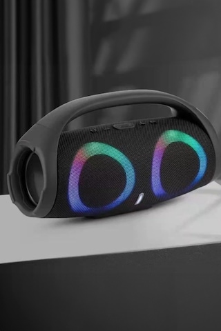 Thentech Büyük Şarjlı Taşınabilir Kumsal Partilerinde Kampta Kullanılabilir Kablosuz Bluetooth Hoparlör Siyah