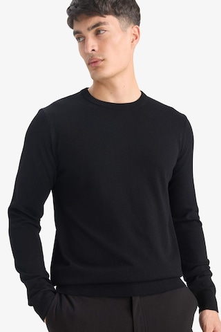 Defacto Regular Fit Bisiklet Yaka Basic Düz Premium Triko Kazak A5268AX23AU Siyah