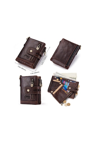 Jeep Erkek Deri Cüzdan Şık Tasarım Fonksiyonel Zincir Aksesuar