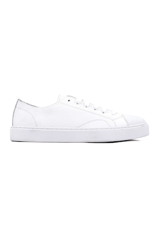 Shoetyle - Hakiki Deri Beyaz Renk Günlük Erkek Sneaker - 666-25-1622