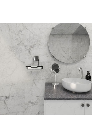 Decorev Siyah Askılı Sabun Koyma Haznesi Modern Banyo Aksesuarı, Güçlü Yapışkanlı Siyah Askı