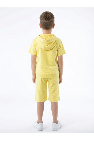 Xo Kids Erkek Çocuk Yazlık 2li Alt Üst Takım Tişort + Şort 8-14 Yaş 4221 Sarı