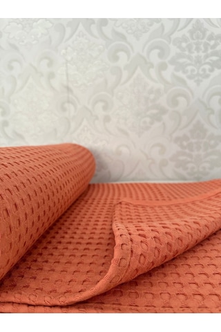Premium %100 Pamuk Çift Kişilik Yazlık Pike, Yatak Örtüsü,terletmez Kumaş Turuncu Renk 240x200cm Turuncu