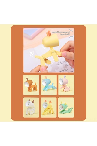 Yunboo Mavi Geyik Figürü Led Mini Gece Lambası - Katlanabilir Kulaklı, 3 Adet Düğme Pil Dahil Açık Mavi