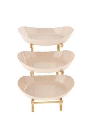 Dancemonkey 3 Katlı Bambu + Plastik Tabağı -bej, Pratik Ve Dayanıklı Bej