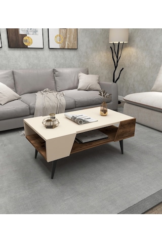 Arnetti Aren Orta Sehpa Modern Salon Sehpası, Ceviz Bej - Aren