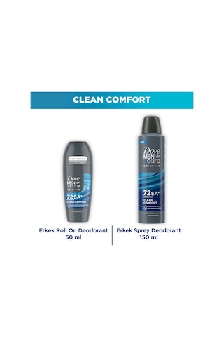 Dove Men +care Advanced Erkek Deodorant Clean Comfort 150 Ml + Clean Comfort Roll On 50 Ml