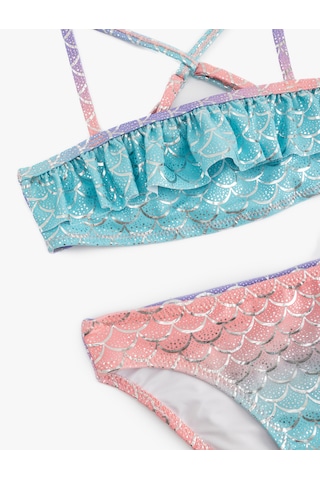 Koton Deniz Kızı Temalı Baskı Detaylı Fırfırlı Askılı Bikini Takımı Pembe Desenli 5skg00016mm Pembe Desenli