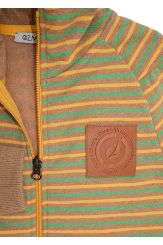 Recycle Pamuk Şardonlu Kapüşonlu Striped Kız Çocuk Ceket 001