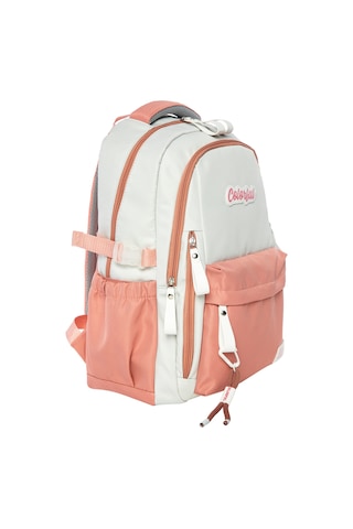 Colorful Urban Sırt Çantası Pudra Pembe - Laptop Bölmeli Okul Çantası İlkokul - Ortaokul - Lise Pudra Pembe