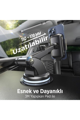 Ma Vantuzlu Uzayan Cam Ve Torpido İçin Ayarlanabilir Araç İçi Telefon Tutucu Diğer