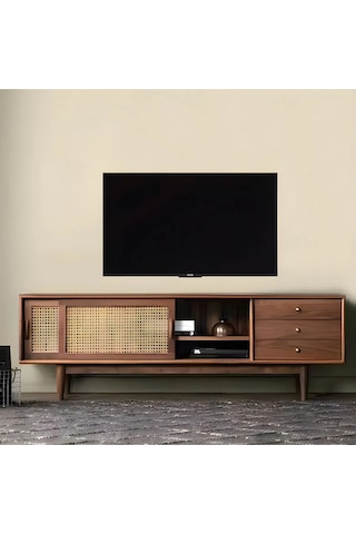 Rustica Masif Ahşap Hazeran Kapaklı Tv Ünitesi Natural