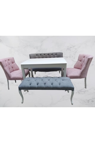 Berjer Çay Set Kayın Lüken Aslan Iskelet Parlak Beyaz Kapitone Dö Abanoz - Beyaz