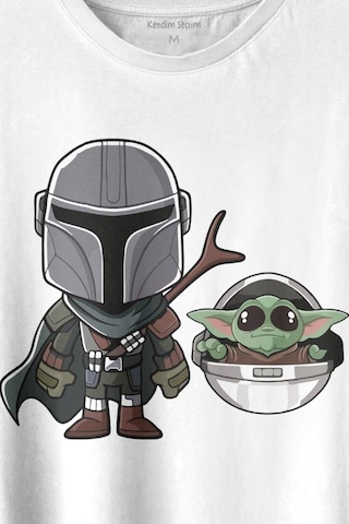 Baby Yoda Mando Figür The Mandalorian Bebek Yoda Star Wars Baskılı Tişört Unisex T-shirt 001