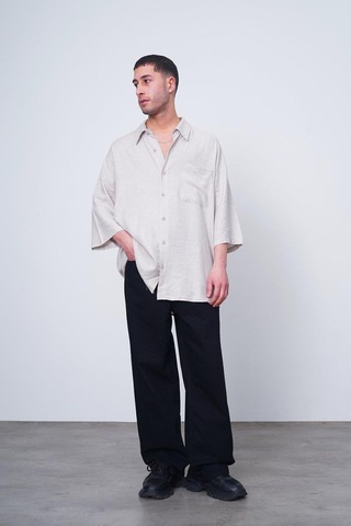 Taş Basic Yarım Kollu 1b Ch Oversize Gömlek Taş