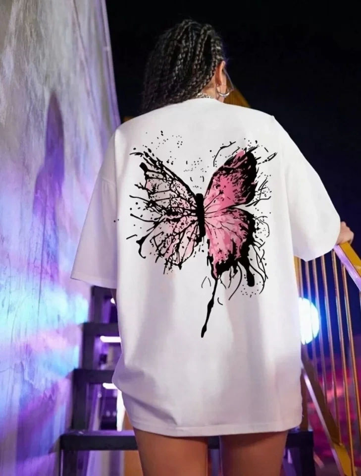 Buğrahayalin Unisex Baskılı Oversize T-shirt - Beyaz Beyaz