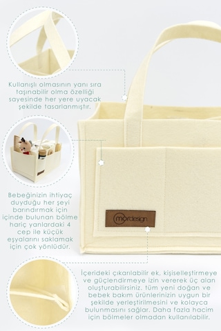 Mordesign Keçe Anne Bebek Bakım Çantası, Yenidoğan Alt Açma Değiştirme Organizer, Taşınabilir Düzenleyici, Bej Bej Zg948-1 Bej