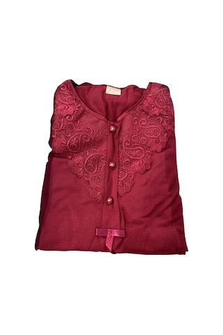 Pijamis 1107 Uzun Kol Kadın Pijama Takım Kutulu Bordo