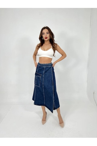 Defymoda 6522 Kot Etek-mavi