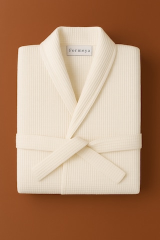 Formeya Gofret Desen Beyaz Lüks Bornoz Çeyizlik Bornoz L/xl Beyaz