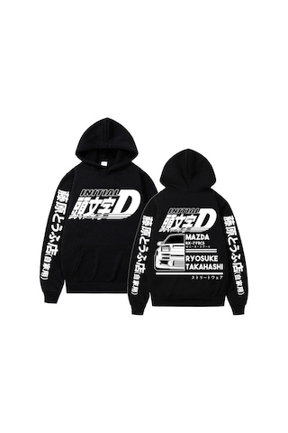 Japonya Anime İlk D Grafik Baskı Düzenli Unisex Bol Kesim Erkek Ve Kadın Yeni Moda Kostüm Cosplay Cool Ae86 Sweatshirt Sari