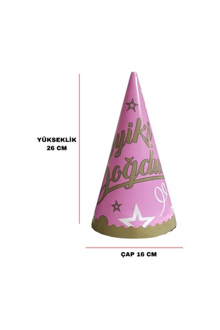 İyiki Doğdun Temalı Pembe Karton Parti Şapkası 8 Adet Tüm Yaşlar
