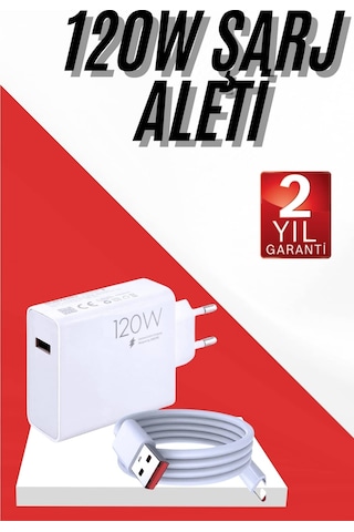 120w Şarj Aleti Hızlı Çift Turbo Şarj Aleti Seti Beyaz 54195721