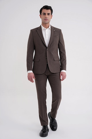 Efor Slim Fit Çift Yırtmaç Gofre Kumaş Esnek Kahverengi Spor Takım Elbise Tk 940 Kahverengi