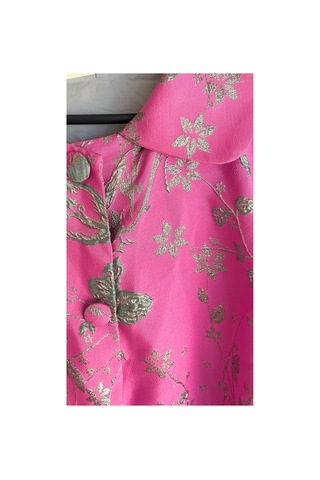Lila Mare Tekstil İthal Kumaş Özel Tasarım Brokar Ceket Pembe Pembe
