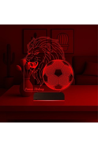 Luvivia Aslan Futbol Topu Taraftar Hediye Cimbom Kişiye Özel 3d Lamba - Masa Gece Lambası Şeffaf