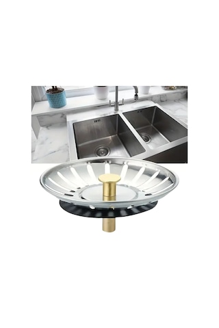 Paslanmaz Çelik Mutfak Evye Lavabo Süzgeci Lavabo Gideri Atık Gıda Tıpası Sarı