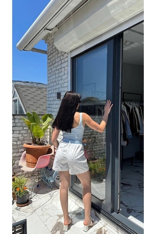 Elora Atelier Puantiye Desen Denim Şort Çok Renkli
