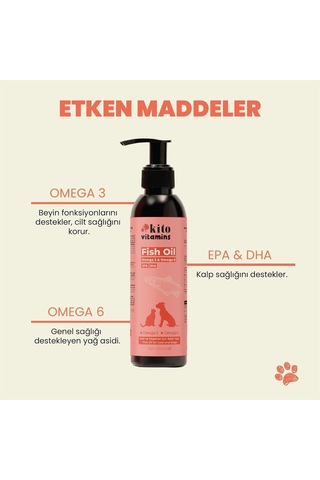 Balık Yağı 200 Ml Kedi Ve Köpekler İçin Omega 3 & 6 İçerikli Deri, Tüy, Eklem Ve Kalp Sağlığı Tamamlayıcı