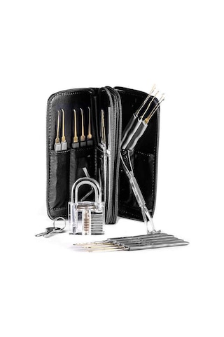 Ximistore9 24 Parçalı Profesyonel Kilit Açma Seti - Şeffaf Kilitli Başlangıç Eğitim Seti