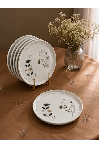 6'lı Porselen Arte Lotus Pasta Tabağı -5549 Çok Renkli