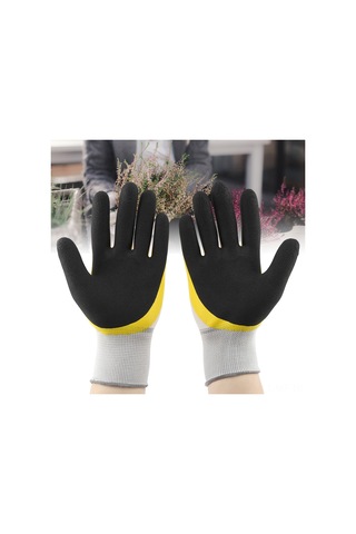 Mufunye Ergonomik Taşınabilir İş Eldiveni - Nemi Emici Pamuklu, Kaymazsız Yastık Deseniyle Bahçe, Ziraat Ve Bakım Çalışmaları İçin Sarı