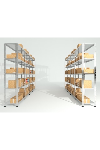Raf Burada 4 Katlı Galvaniz Çelik Raf - Depo, Arşiv, Kiler, Dosya, Market Rafı-31x60x150 cm- 0.70 mm