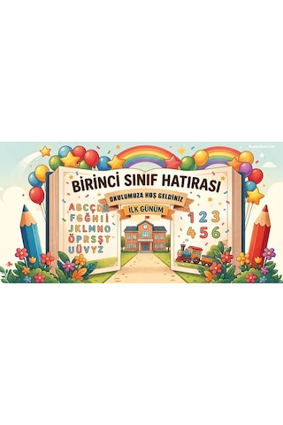 Birinci Sınıf Hatırası Okul Posteri Kendinden Yapışkanlı Duvar Folyosu 250x125 Cm