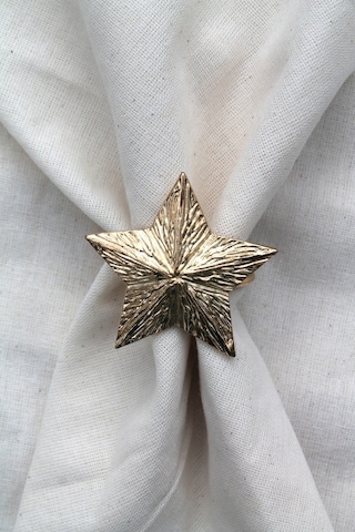 12 Adet Dekoratif Gold Star Nova Peçete Halkası - Napkin Ring