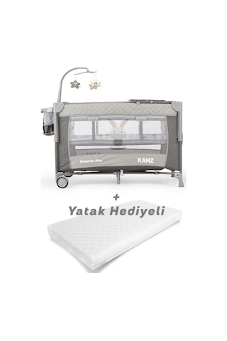 Kanz Sleepside +plus Anne Yanı Park Yatak Gri - Yatak Hediyeli