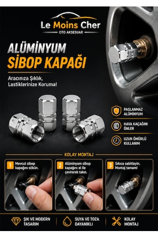 Toyota Yaris Flame Alüminyum Altıgen Sibop Kapağı 4'lü Set Lastik Valf Kapağı