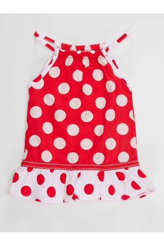 Denokids Kırmızı Puantiye Kız Bebek Poplin Elbise