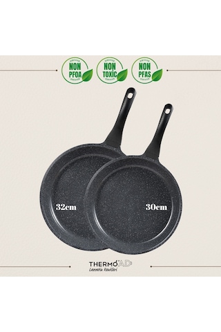 Thermoad Maxi Tava Set 30 Cm - 32 Cm Graneu Serisi Gri Gri